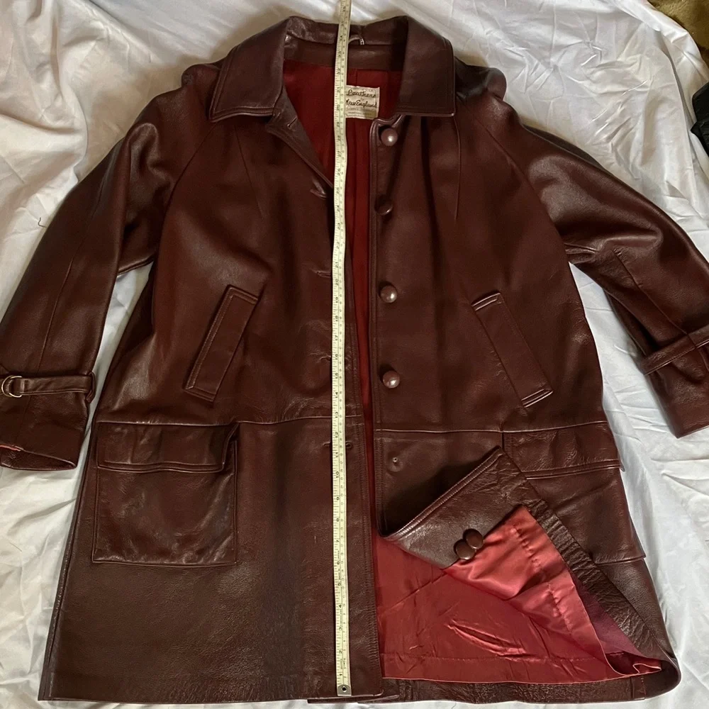 New England Sportswear Co. Women's Brown Leather Jacket/Car Coat. Fully Lined. - Picture 3 of 7